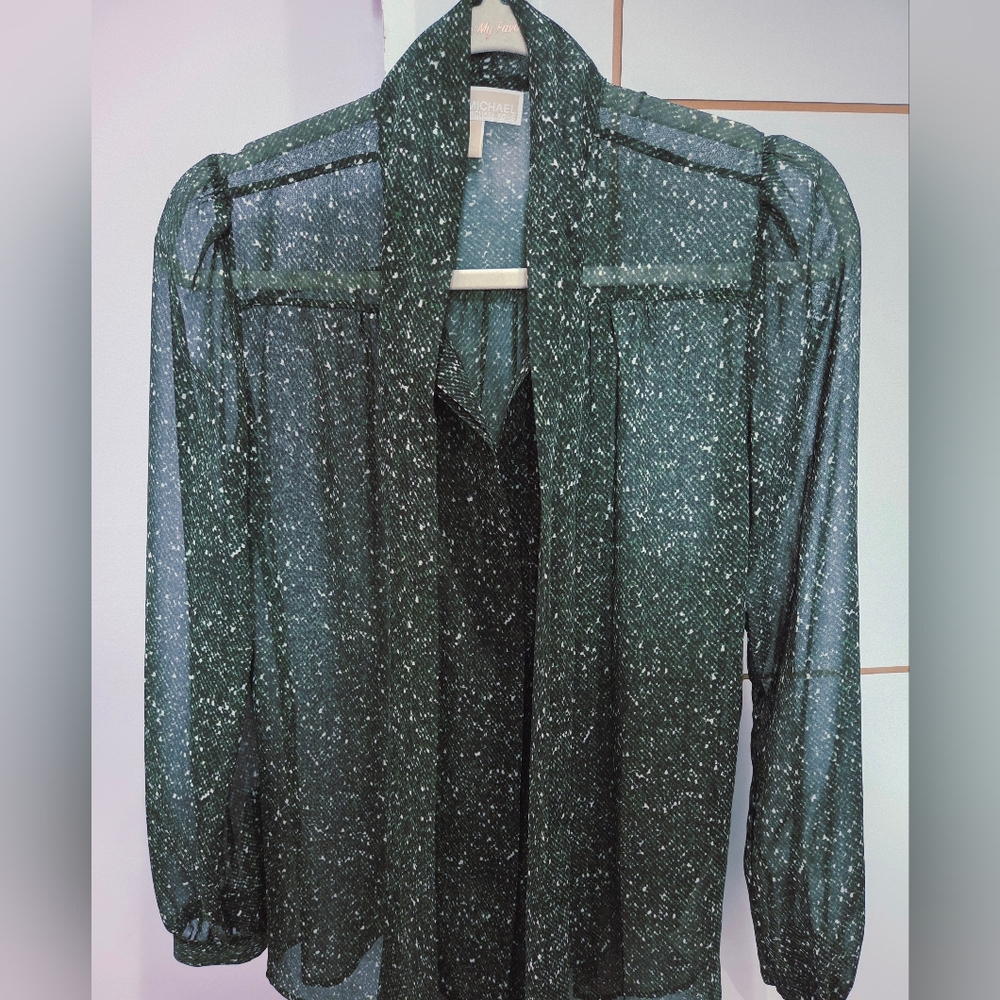 MICHAEL Michael Kors Dark Green Sheer Blouse